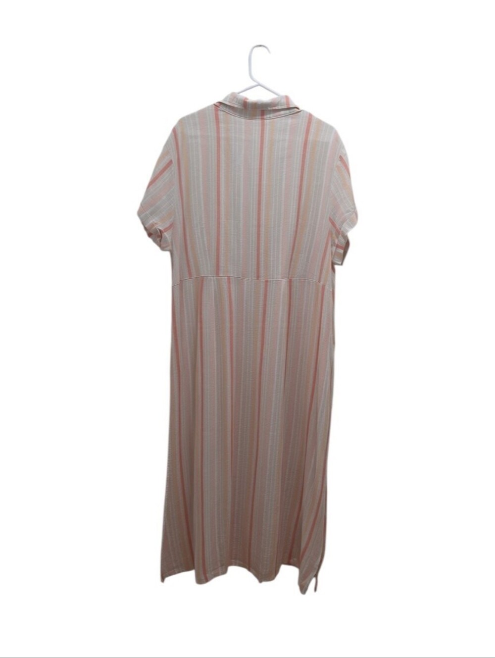 Terra & Sky Stripe Maxi Shirt Dress Plus Size 1X Coastal Cottagecore Style - Picture 7 of 7